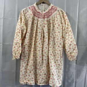 Vintage Gaymode Short Flannel Nightgown XL Smock Neck Grannycore Prairie Cottage